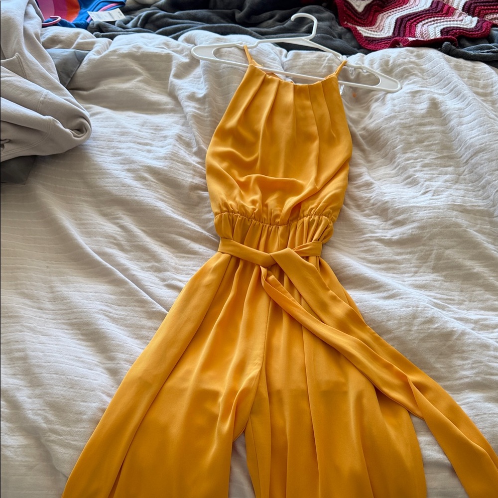 Lush Vibrant Yellow Halter Jumpsuit